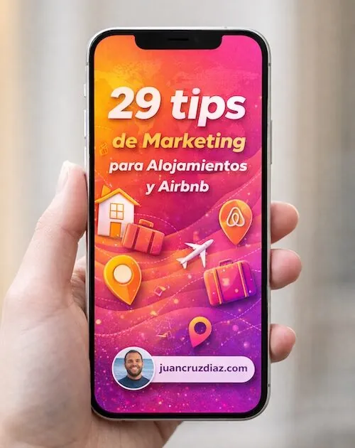 Guía PDF de Juan Cruz Díaz con 29 tips de marketing digital para alojamientos
